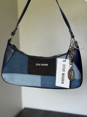 Steve Madden Denim Patchwork Shoulder Bag